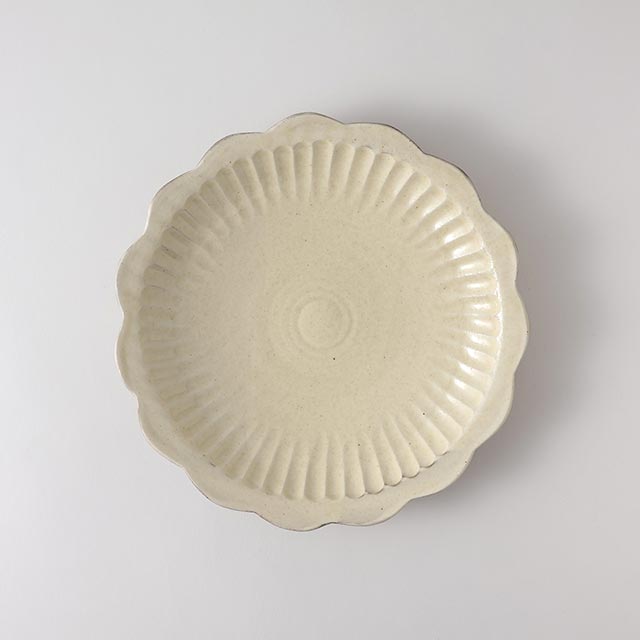 志村和晃 粉引花輪プレート 24cm