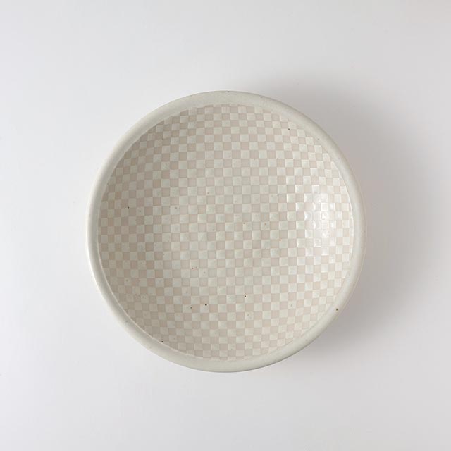 白　市松　丸プレート26.5cm