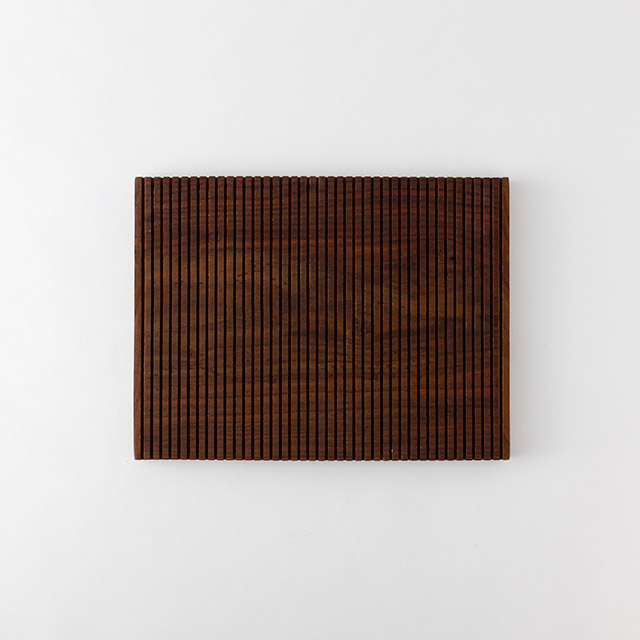 茶 木製平プレート ボーダー