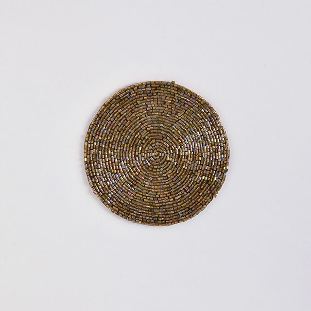 ビーズ　コースター　ゴールド