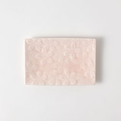 和）長皿　ピンク花　14/9.5