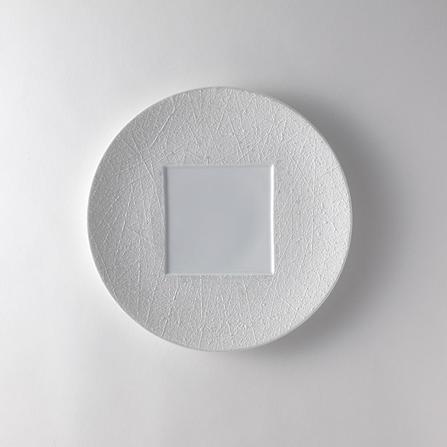 白丸皿　27cm　キラキラ　中央角