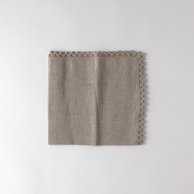 薄茶ナプキン 縁レース villa-ST
