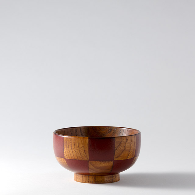和）市松汁椀　朱／木