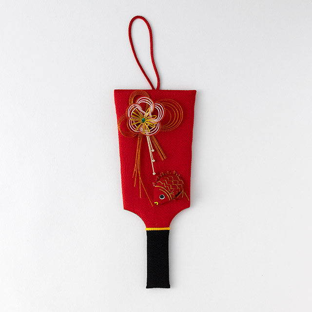 お正月 布羽子板朱 水引鯛