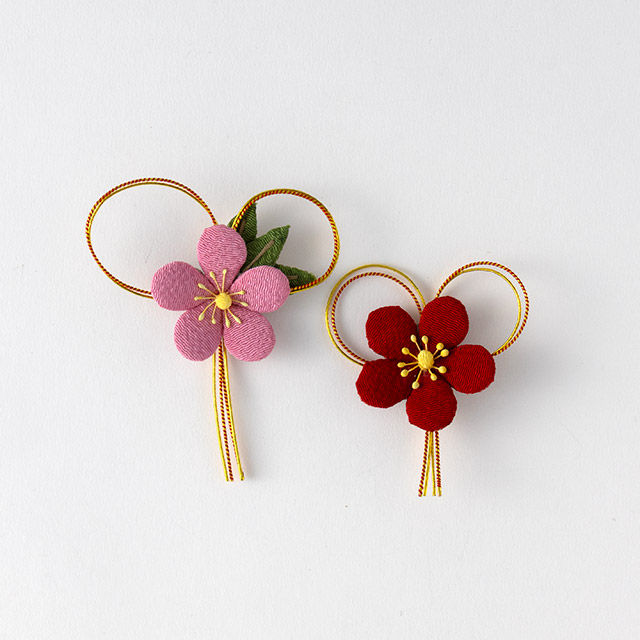 お正月 布ピンク赤花 セット