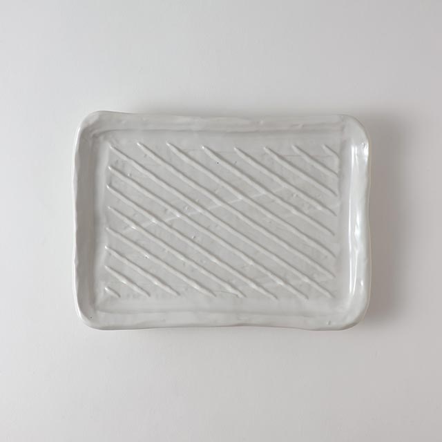 長方形 白い花 (中斜めライン)