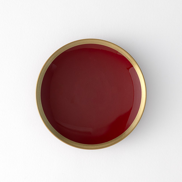 銘々皿 朱に銀縁 銀彩