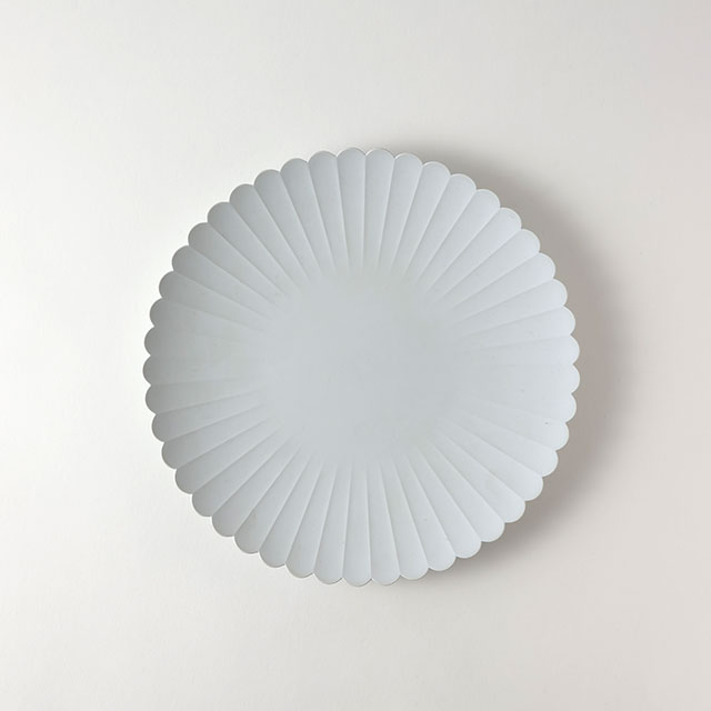 柳原照弘　丸花型皿ライトグレー　23cm