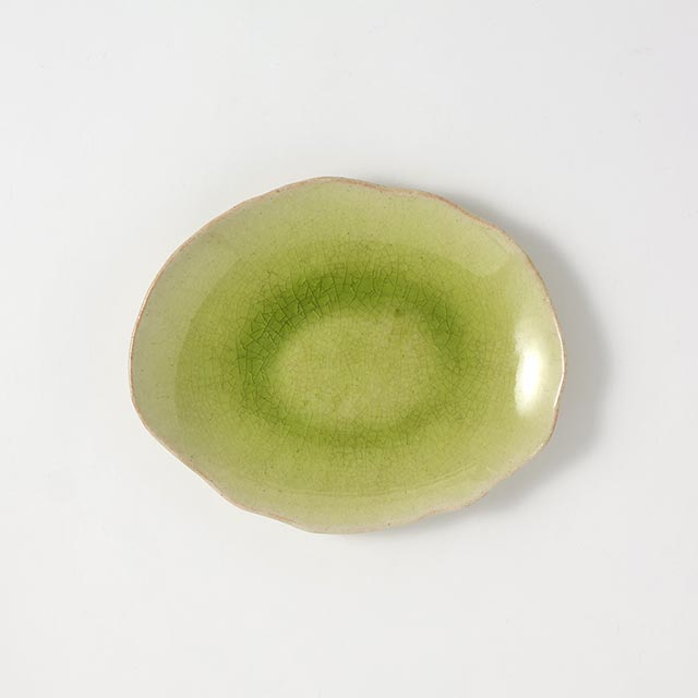 Madu　楕円変形皿グリーン　21.5×16