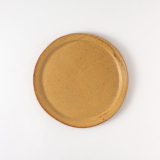 Madu 黄灰釉 たたら丸皿 18cm 小