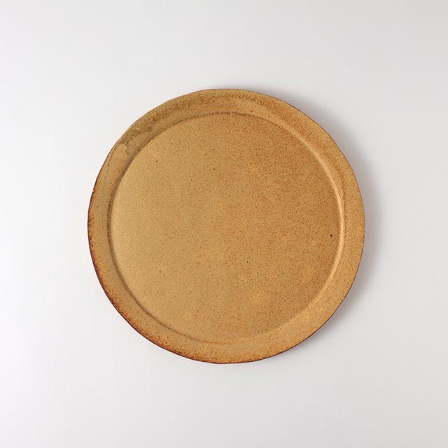 Madu 黄灰釉 たたら丸皿 24.5cm 大