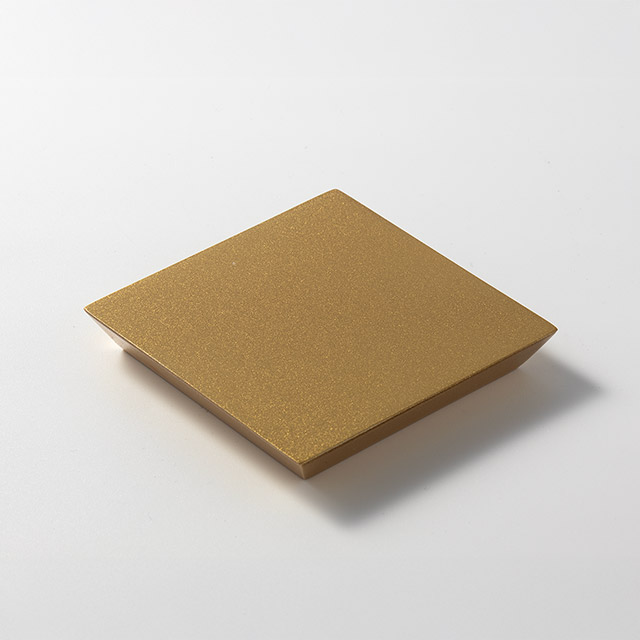 漆 ネロ正角ミニ皿 厚口 10×10 金
