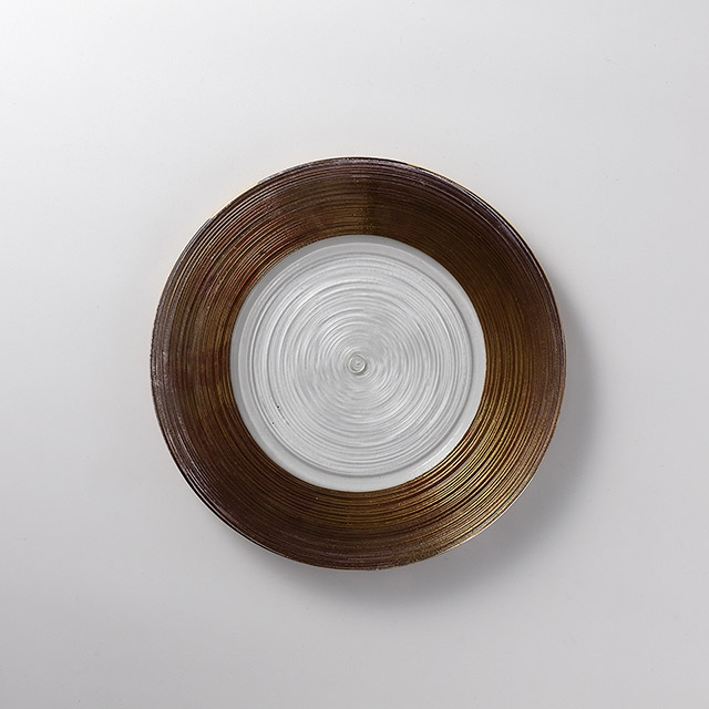 シャンテ　ガラス金ライン皿　21cm