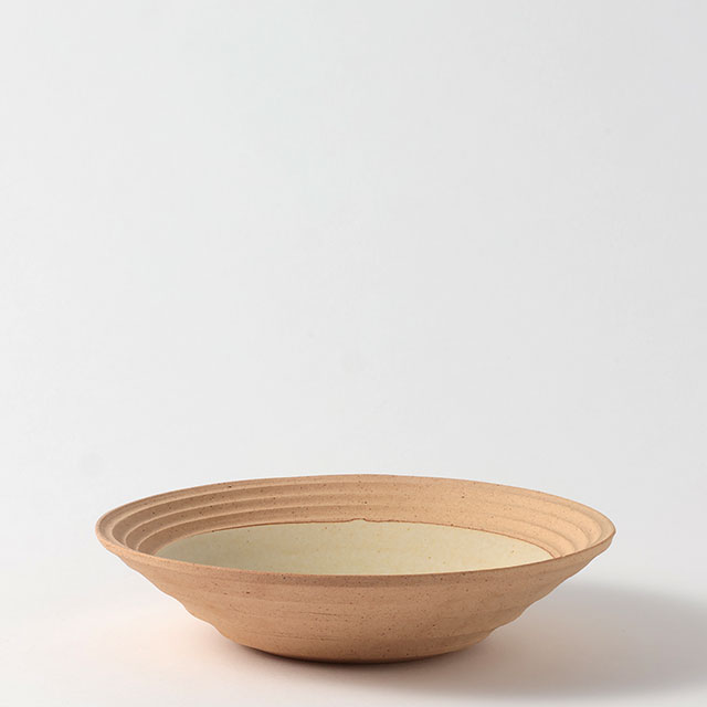 浅鉢　粉引　ベージュ丸　21cm