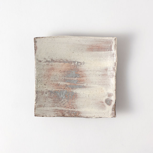 手島英則　刷毛目角皿12.5cm