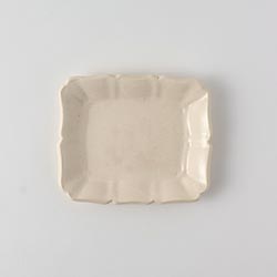 堂本正樹　白釉長皿14×12