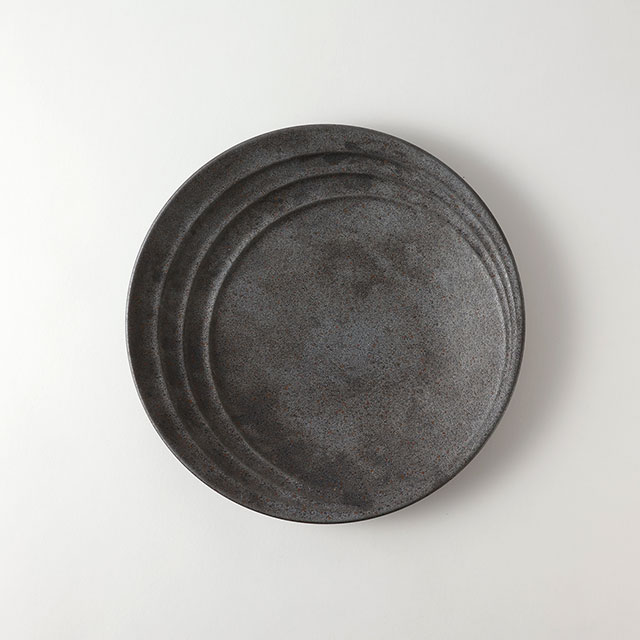 レステ グレー/ 茶 丸24cm 丸プレート