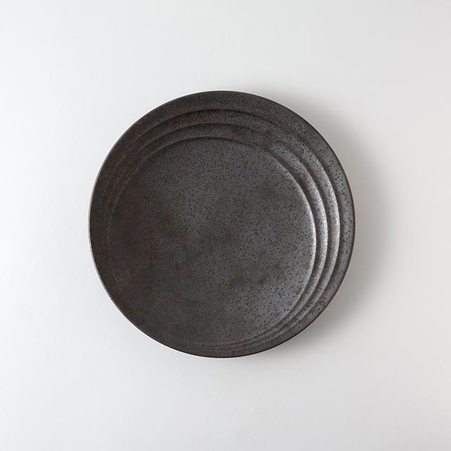 レステ　グレー/ 茶　丸　20cm　丸プレート