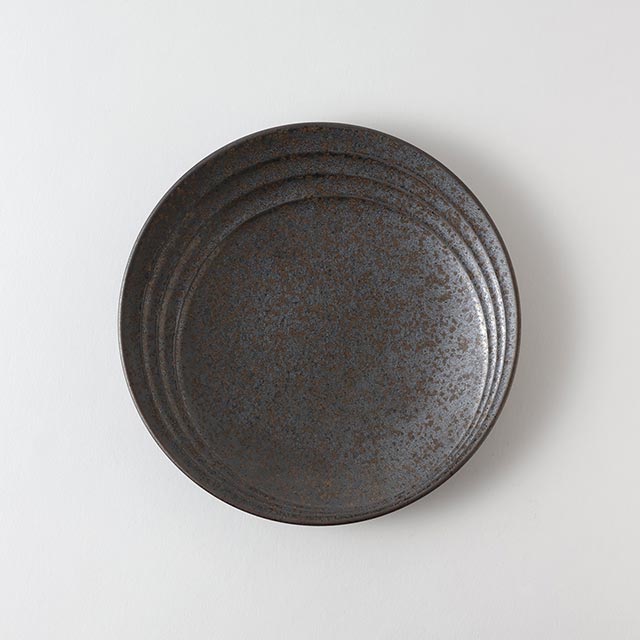 レステ　グレー・茶　17cm丸プレート