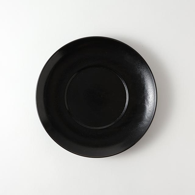 麺受け皿 黒釉 丸 21cm