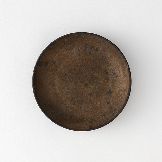 美濃　14cプレート　窯変茶柚