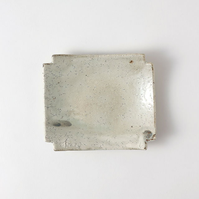 南窯 四隅皿 荒小引 グレー15.5×13