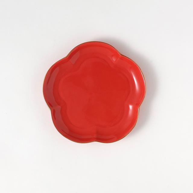 花型皿 朱 14c koS(S)