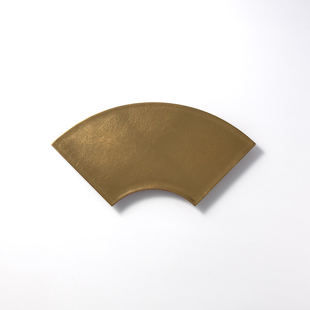 漆 平安堂 寿恵扇型皿 金彩