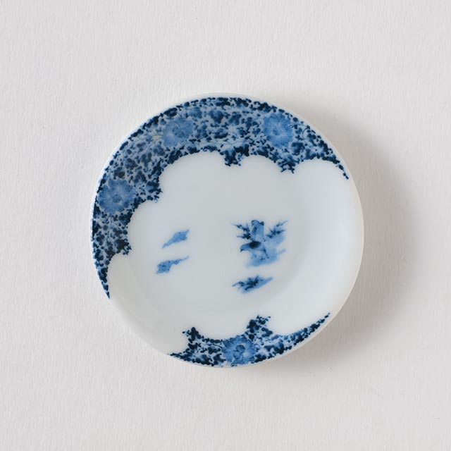 ミニ丸皿 5cm 白地紺