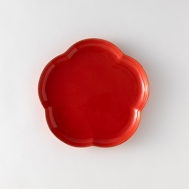 花型皿 赤 ko Mサイズ 丸18cm