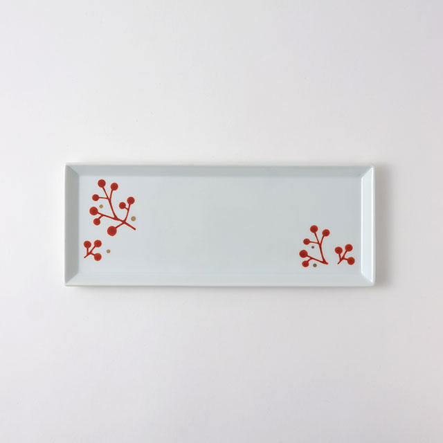 長方形皿 朱花ポイント 30×12