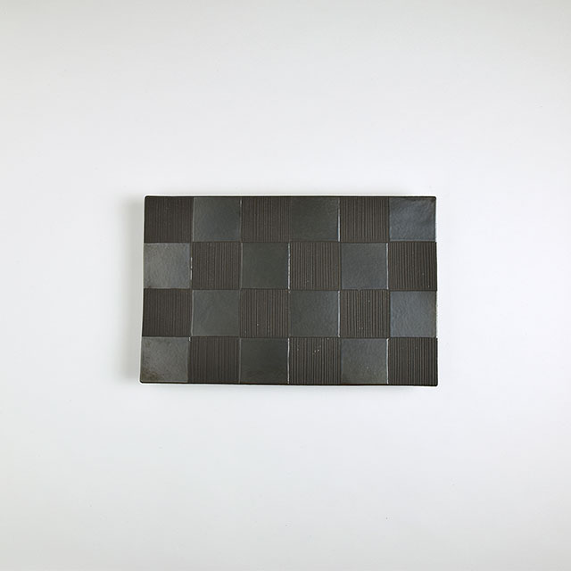 J.c　グレー　フラット角皿　大