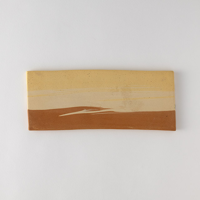 藤居奈菜江 茶/黄 フラットプレート27cm