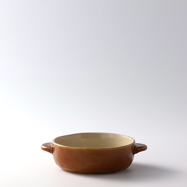 グラタン皿　丸　茶　13cm