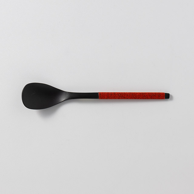 布着せスプーン　持ち手赤