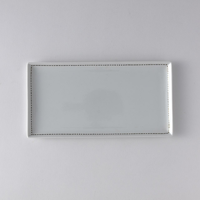 T&S 白長皿縁ドットプレート