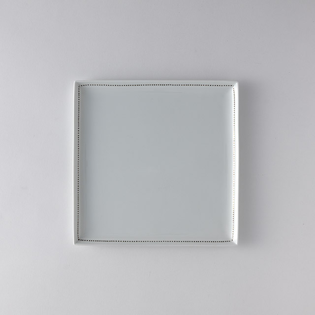 T&amp;S　正方形縁ドット皿　大　23.5cm