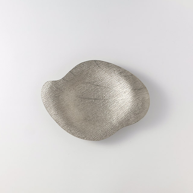 錫　変形リーフ型プレート　24×18