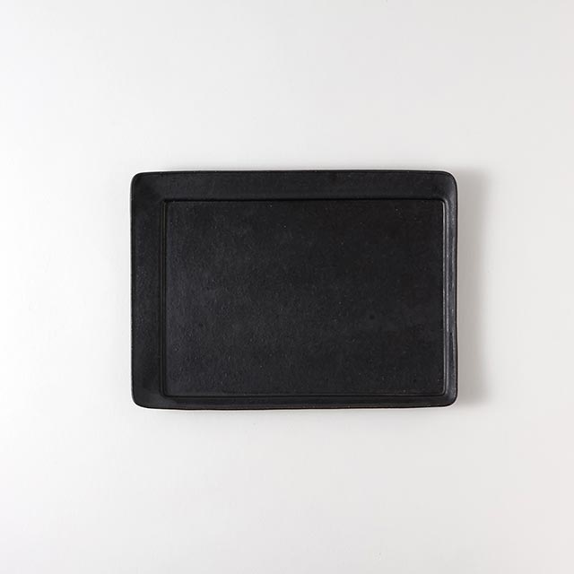 煌陶窯　星野晃一　黒長方形皿　22×16