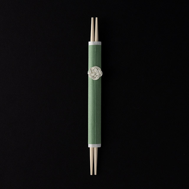 祝箸　梅水引　グリーン和紙