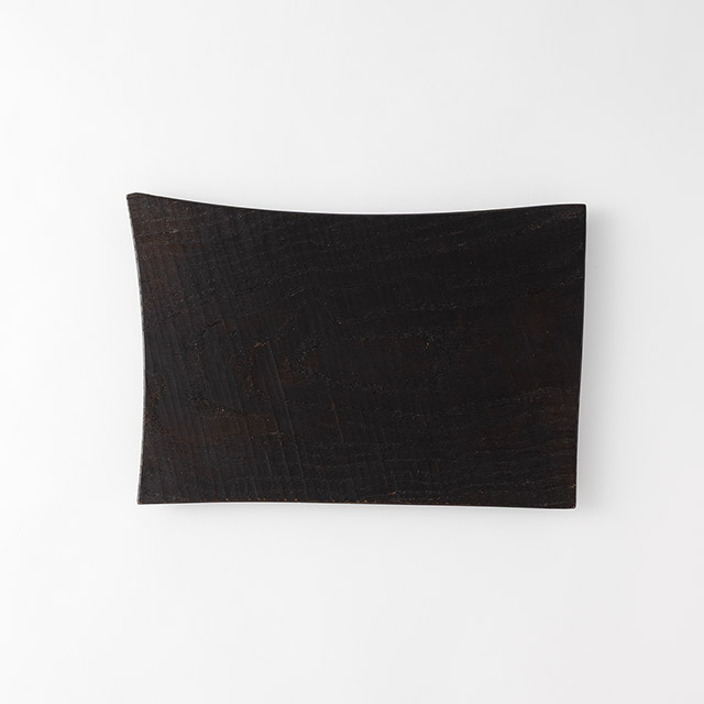 今池七重 黒変形皿 20×30