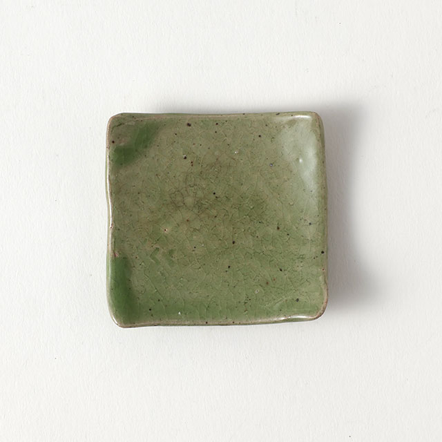 土屋土炎手 グリーン正角皿 6cm