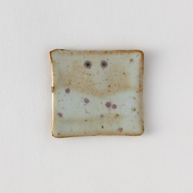 土屋土炎手 グレー/茶平皿 6.3cm