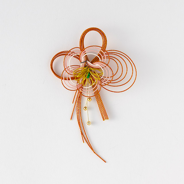 水引 金・赤ラメ花 センターグリーン