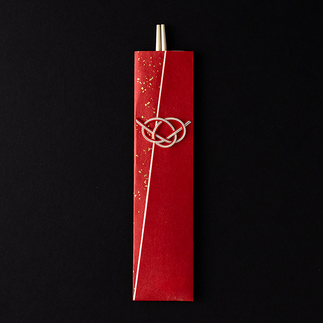 祝箸　和紙赤金ドット　赤白金水引