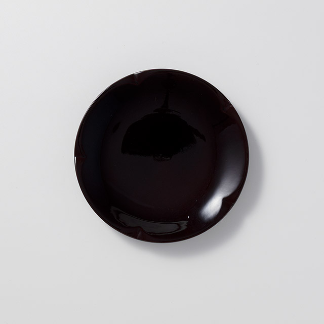 梅型銘々皿　溜　14cm