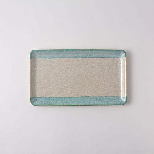 長皿 白地ブルーライン(大)25.5×15