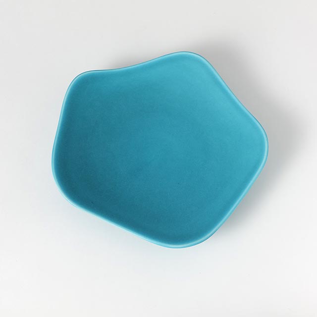 東一仁 五角形皿トルコブルー 22.5×22