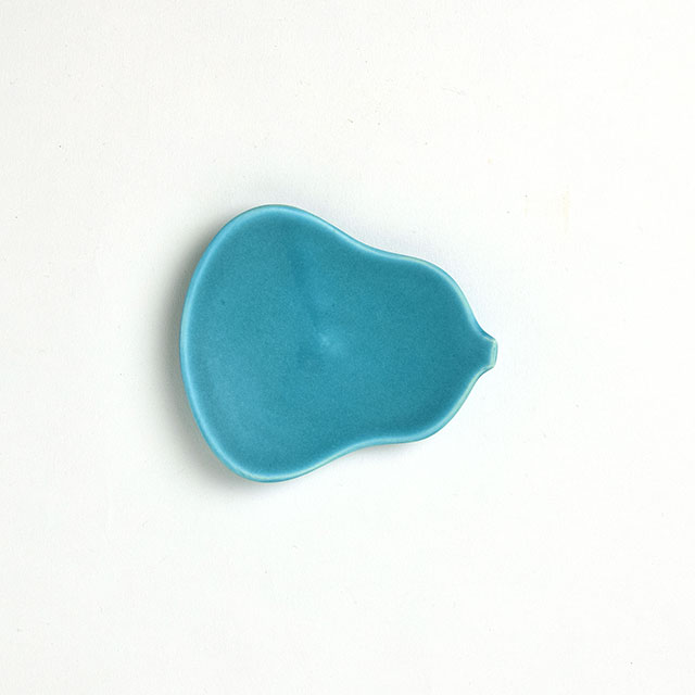 東一仁 ひょうたん型小皿 トルコブルーM